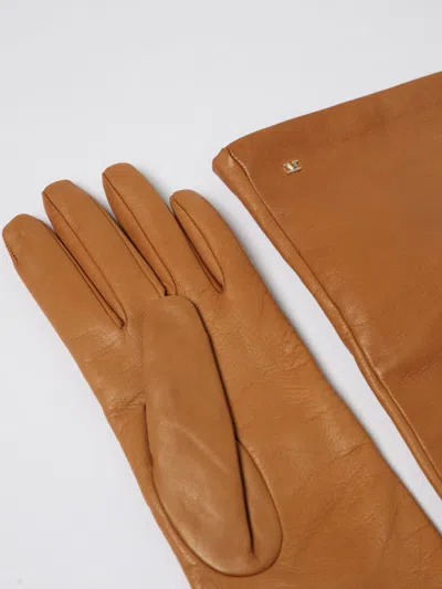 Max Mara Long Nappa Leather Gloves In Brown