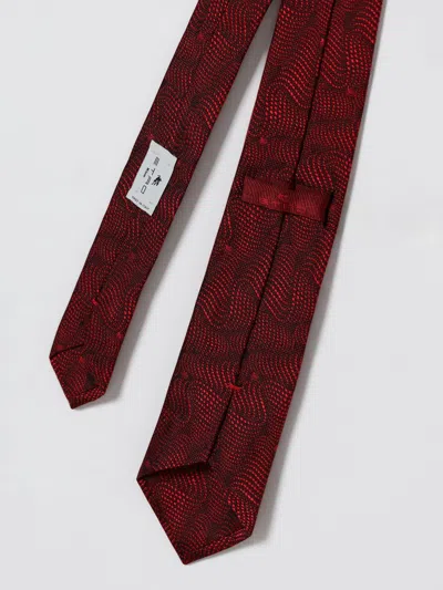 Etro Wavy-pattern Silk Tie In Burgundy