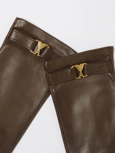 Ami Alexandre Mattiussi Gloves Woman Ami Paris In Brown