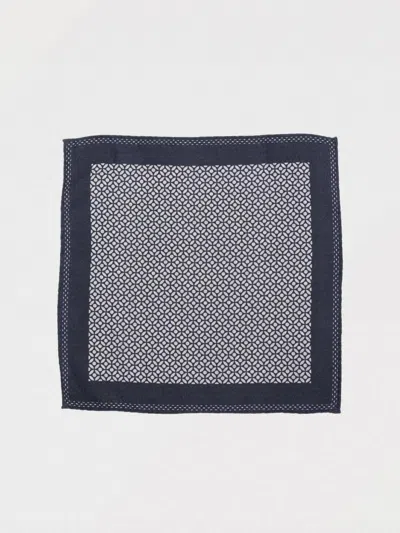 Brunello Cucinelli Bordered Geometric Pattern Scarf In Blue