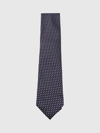 Zegna Silk Ties With Geometric Pattern And Standard Width In Multi