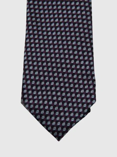 Zegna Silk Ties With Geometric Pattern And Standard Width In Multi