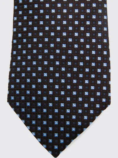 Zegna Geometric Pattern Tie Pointed Tip In Blue