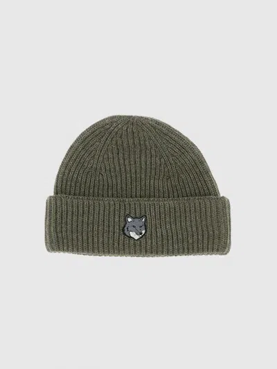 Maison Kitsuné Wool Hat Hats Green In Green