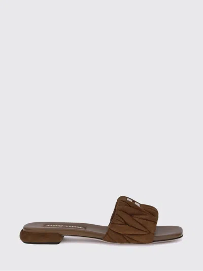 Miu Miu Flat Sandals Woman  In Brown