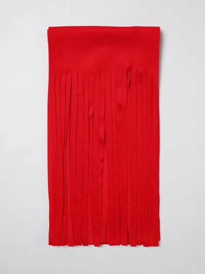 Sportmax Red Wool Scarf With Fringes In Red