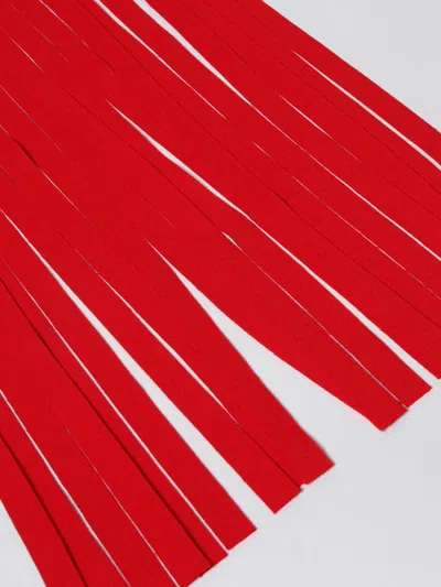 Sportmax Red Wool Scarf With Fringes In Red