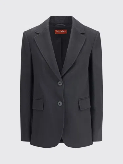 Max Mara Single-breasted Wool Broadcloth Blazer In Black
