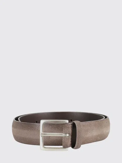 Orciani Cloudy Suede Belt With Classic Silver Buckle In Neutral