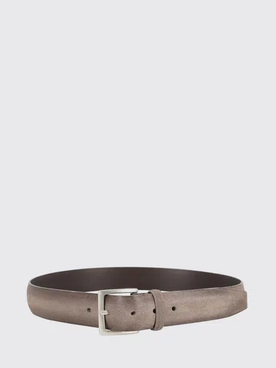 Orciani Cloudy Suede Belt With Classic Silver Buckle In Neutral