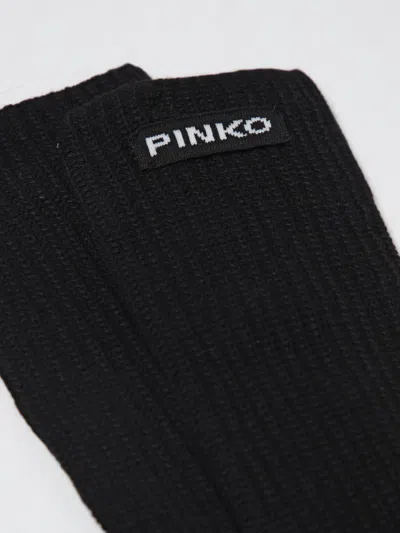 Pinko Ribbed-knit Gloves In Black