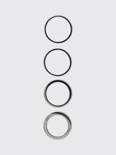 Mm6 Maison Margiela Silver Stacked Numeric Ring In Brown