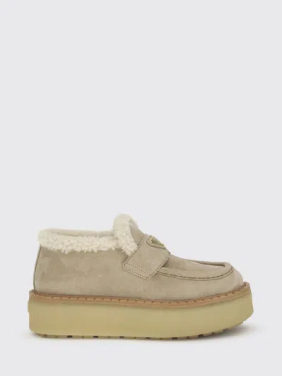 Prada Beige Calf Leather Bos Taurus Platform Loafers In Neutral