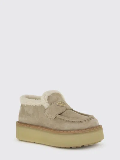 Prada Beige Calf Leather Bos Taurus Platform Loafers In Neutral