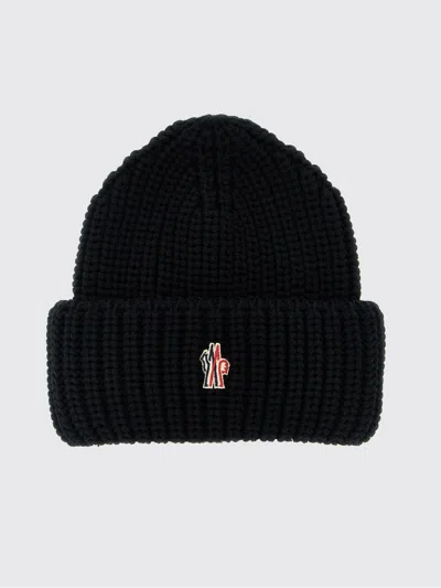 Moncler Grenoble Logo Patch Knitted Beanie In Black