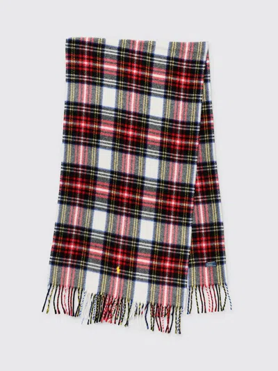 Polo Ralph Lauren Multicolor Tartan Scarf With Decorative Fringes In Red