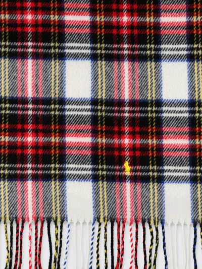 Polo Ralph Lauren Multicolor Tartan Scarf With Decorative Fringes In Red
