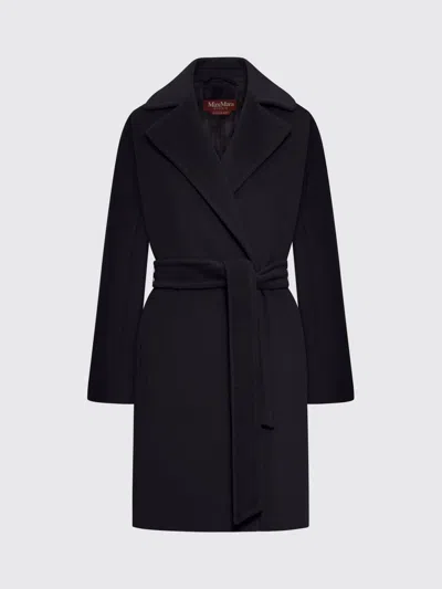 Max Mara Long Sleeve Coat In Blue