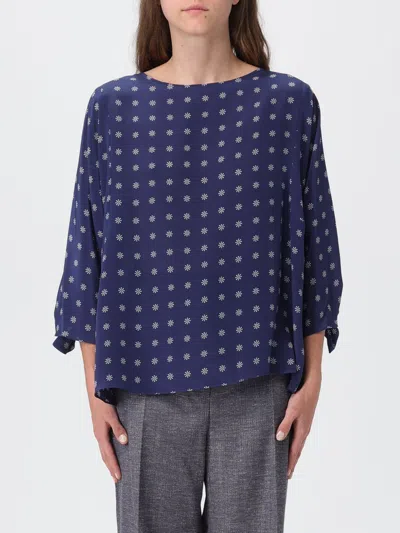 Weekend Max Mara Silk Floral Print Blouse In Blue