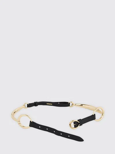 Rabanne Nero E Oro Leather And Brass Belt In Black