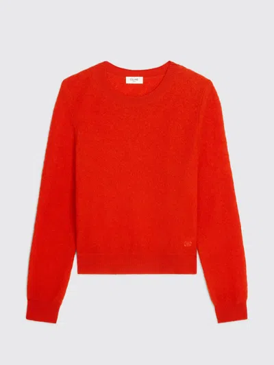 Celine Men Wool Sweater With Triomphe Detail In Red