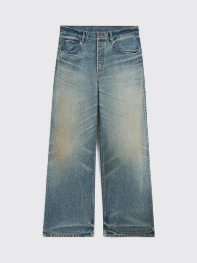 Celine Wide Leg Jeans In Cotton Denim In Blue