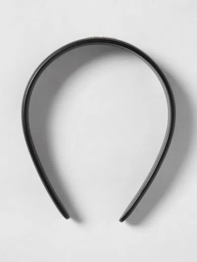 Valentino Vlogo Leather Headband In Black