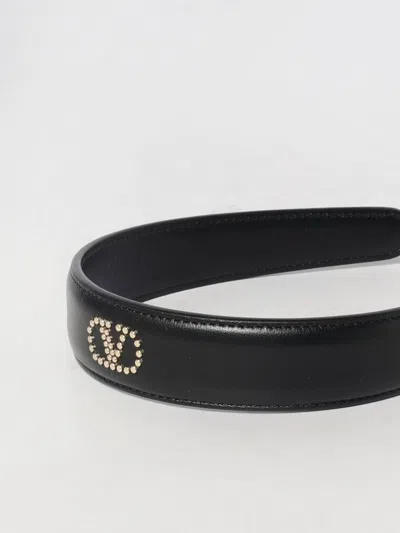 Valentino Vlogo Leather Headband In Black