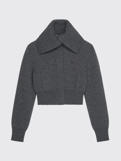 Givenchy Cropped Long Sleeve Knitwear Featuring Buttons In Gray