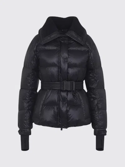 Moncler Puffer Jacket With Belted Waist And High Collar In Black