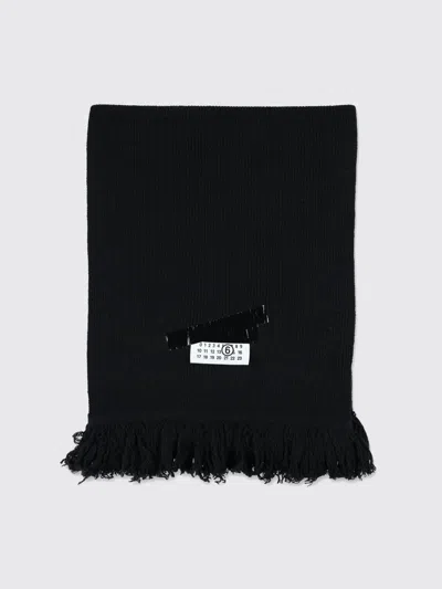 Mm6 Maison Margiela Rectangular Wool Scarf With Iconic Numeric Label In Brown