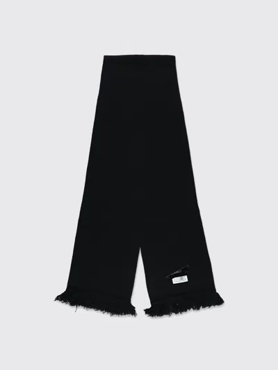 Mm6 Maison Margiela Rectangular Wool Scarf With Iconic Numeric Label In Brown
