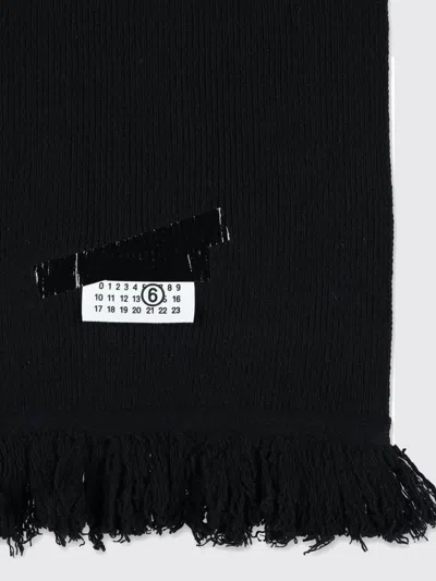 Mm6 Maison Margiela Rectangular Wool Scarf With Iconic Numeric Label In Brown