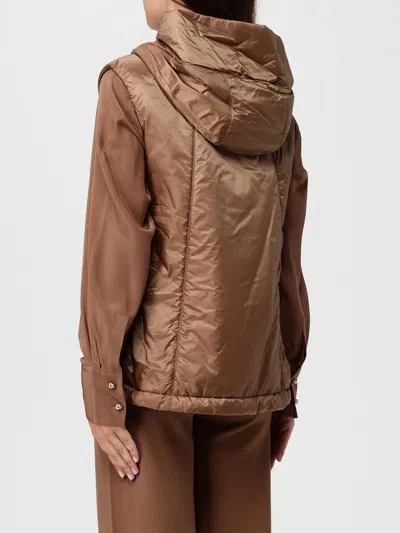 Max Mara The Cube Padded Vest With Hood Coats Brown In Brown