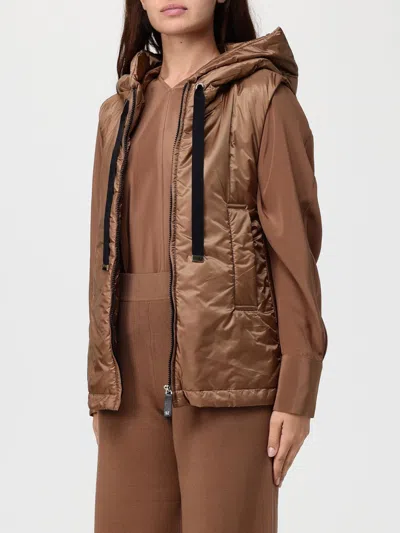 Max Mara The Cube Padded Vest With Hood Coats Brown In Brown