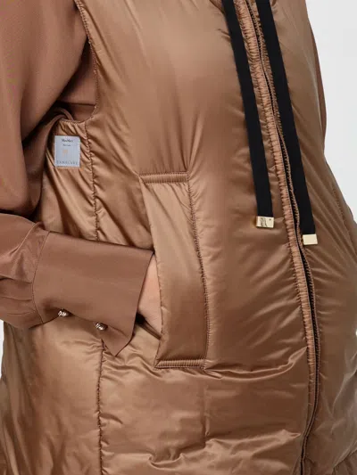 Max Mara The Cube Padded Vest With Hood Coats Brown In Brown