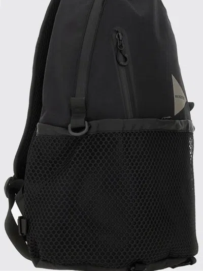 And Wander Cotton Blend Backpack With Mesh Pocket In Black