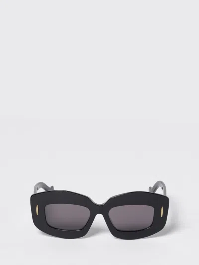 Loewe Solid Color Sunglasses With Golden Details In Black