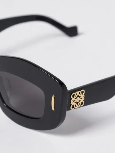 Loewe Solid Color Sunglasses With Golden Details In Black