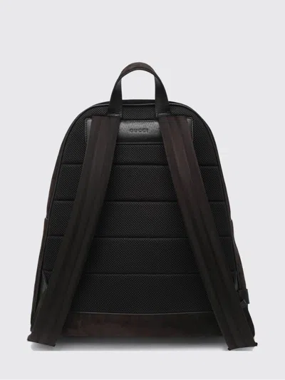 Gucci Men Dark Brown Suede Medium Ophidia Backpack In Black