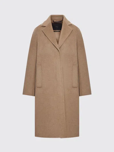 Max Mara Cashmere Coat With Notched Lapels And Pockets In Brown