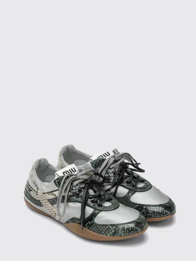 Miu Miu Gymnasium Technical Fabric And Python-print Ayers Leather Sneakers In Multi