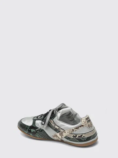 Miu Miu Gymnasium Technical Fabric And Python-print Ayers Leather Sneakers In Multi