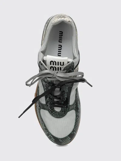 Miu Miu Gymnasium Technical Fabric And Python-print Ayers Leather Sneakers In Multi