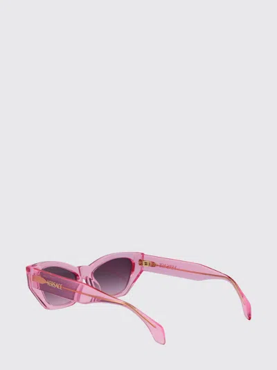 Versace Transparent Pink Acetate Sunglasses In Pink