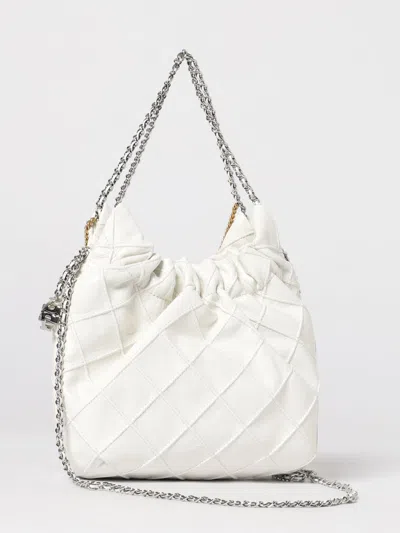 Tory Burch Mini Fleming Soft Distressed Drawstring Bag In White