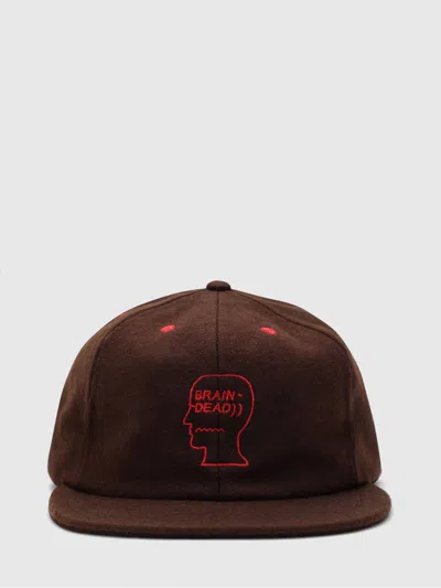Brain Dead Logohead Six-panel Baseball Hat In Burgundy