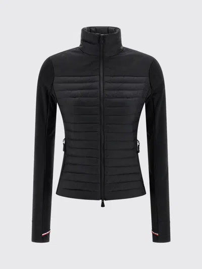 Moncler Quilted High Collar Long Sleeve Cardigan In Black
