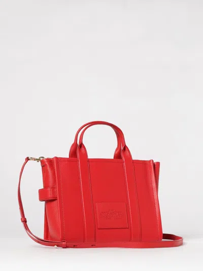 Marc Jacobs The Leather Medium True Red Tote Bag In Red