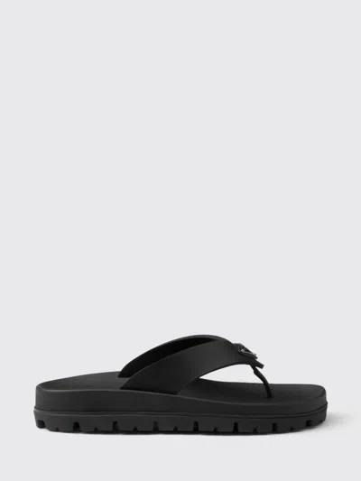 Prada Eva Slides With Triangle Logo In Black